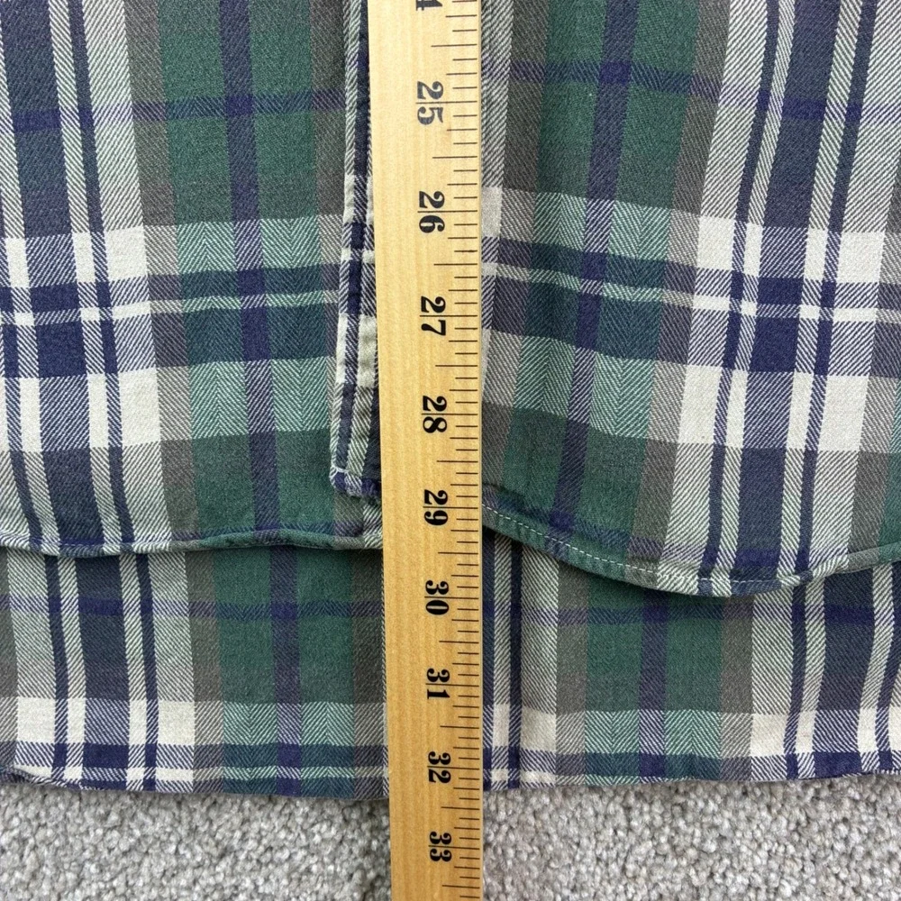 Banana Republic Flannel Shirt Size L Green Plaid Vintage USA Made Cotton